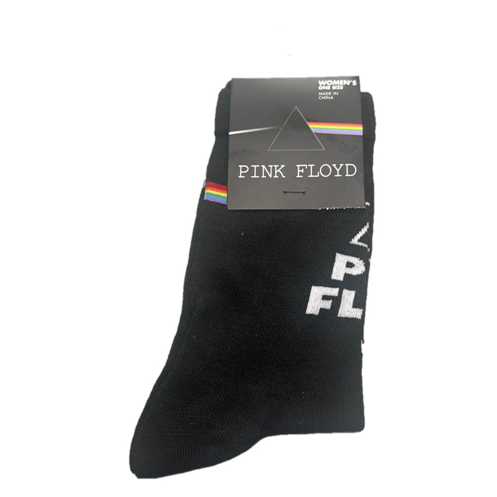 Pink Floyd Dark Side of The Moon Black Crew Socks NWT